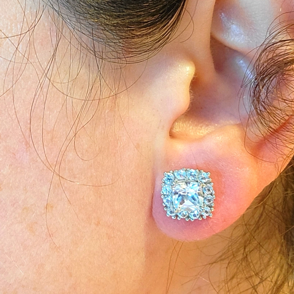 White Sapphire & CZ Sterling Studs